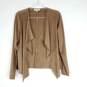 BB Dakota Tan Faux Suede Open Front Jacket M